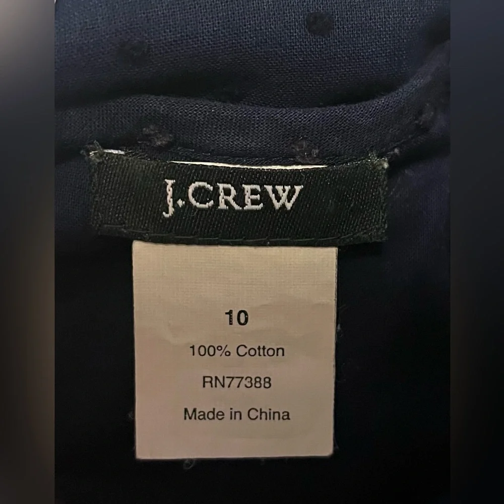 J. Crew Wrap Midi Dress Short Sleeve Nautical Swiss Dot Womens Sz 10 Navy Blue - Picture 5 of 8